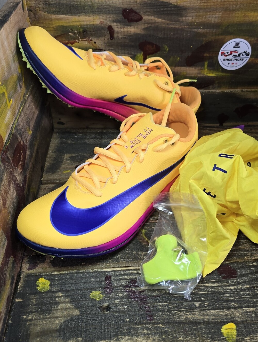 Mens Size 9 Nike Track & Field Shoes Zoom Triple Jump Elite 3 Yellow HV6425-800